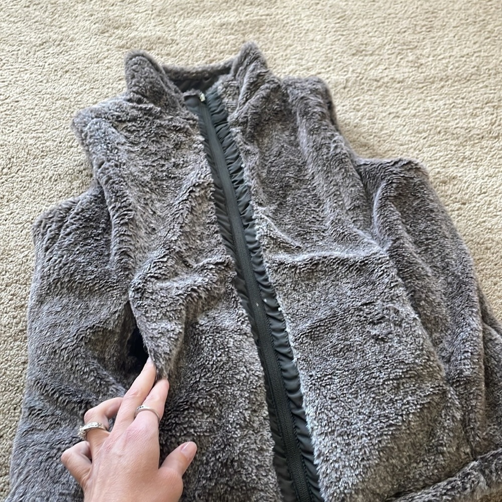 Keren Hart Reversible Quilted Faux Fur Vest W’s S Full Zip Dark Olive Cabincore - Picture 8 of 12